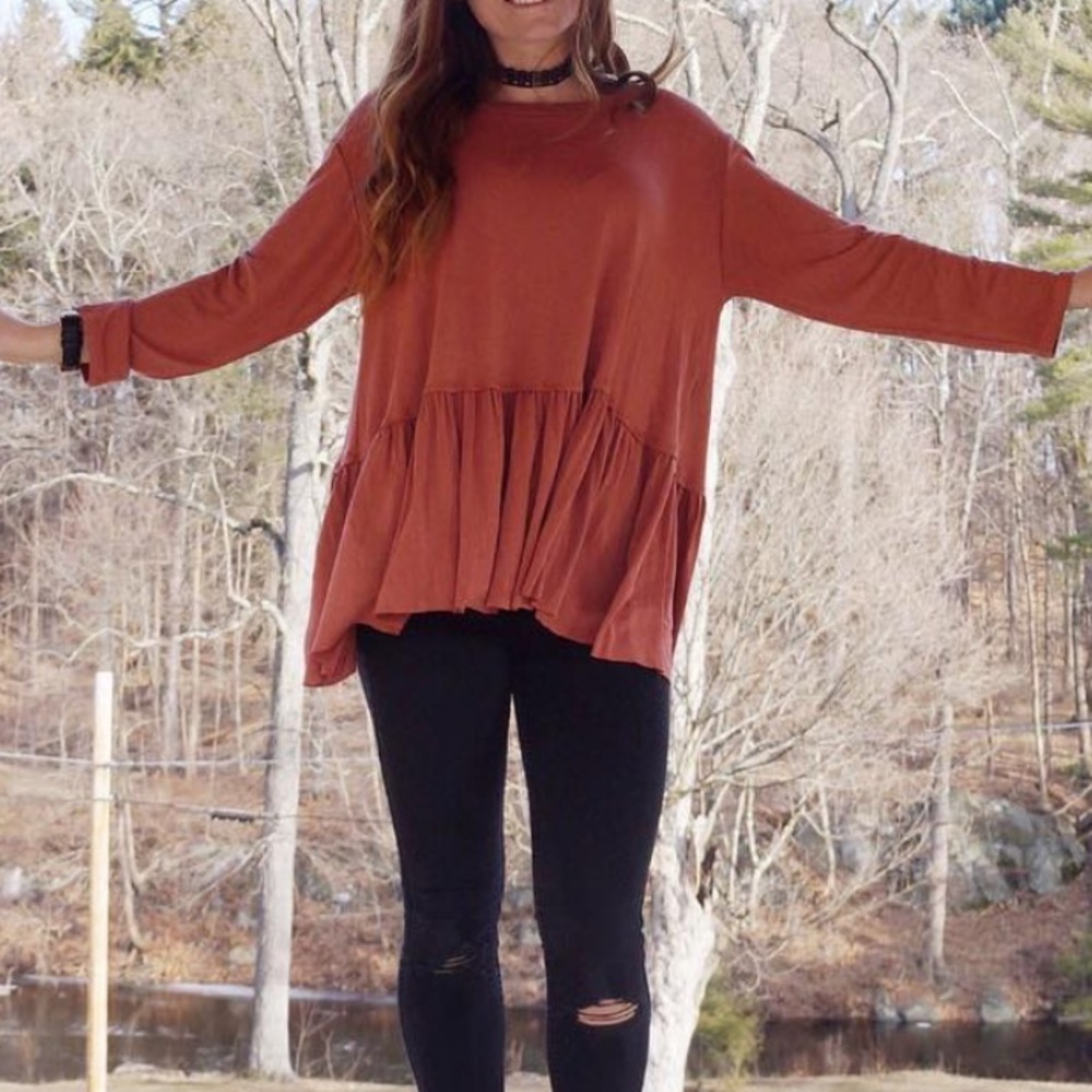 Burnt orange long sleeve top